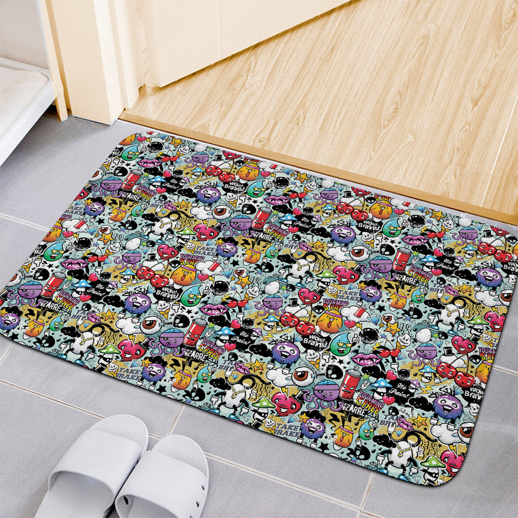 Graffiti Cartoon Characters Print Indoor Door Mat