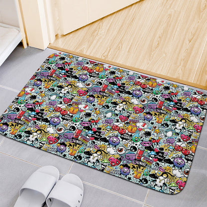 Graffiti Cartoon Characters Print Indoor Door Mat