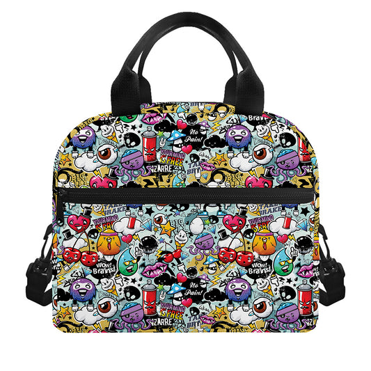 Graffiti Cartoon Characters Print Insulated Lunch Bag