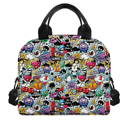 Graffiti Cartoon Characters Print Insulated Lunch Bag