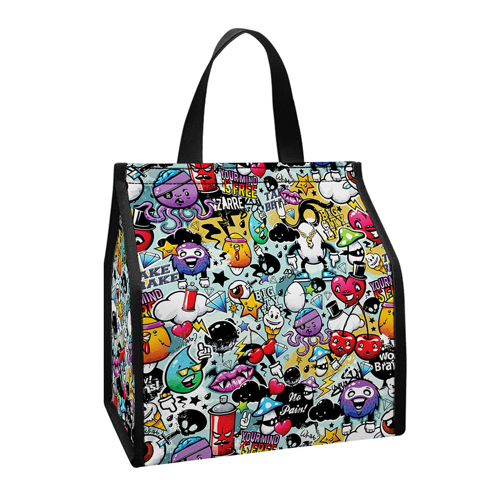 Graffiti Cartoon Characters Print Insulated Lunch Tote