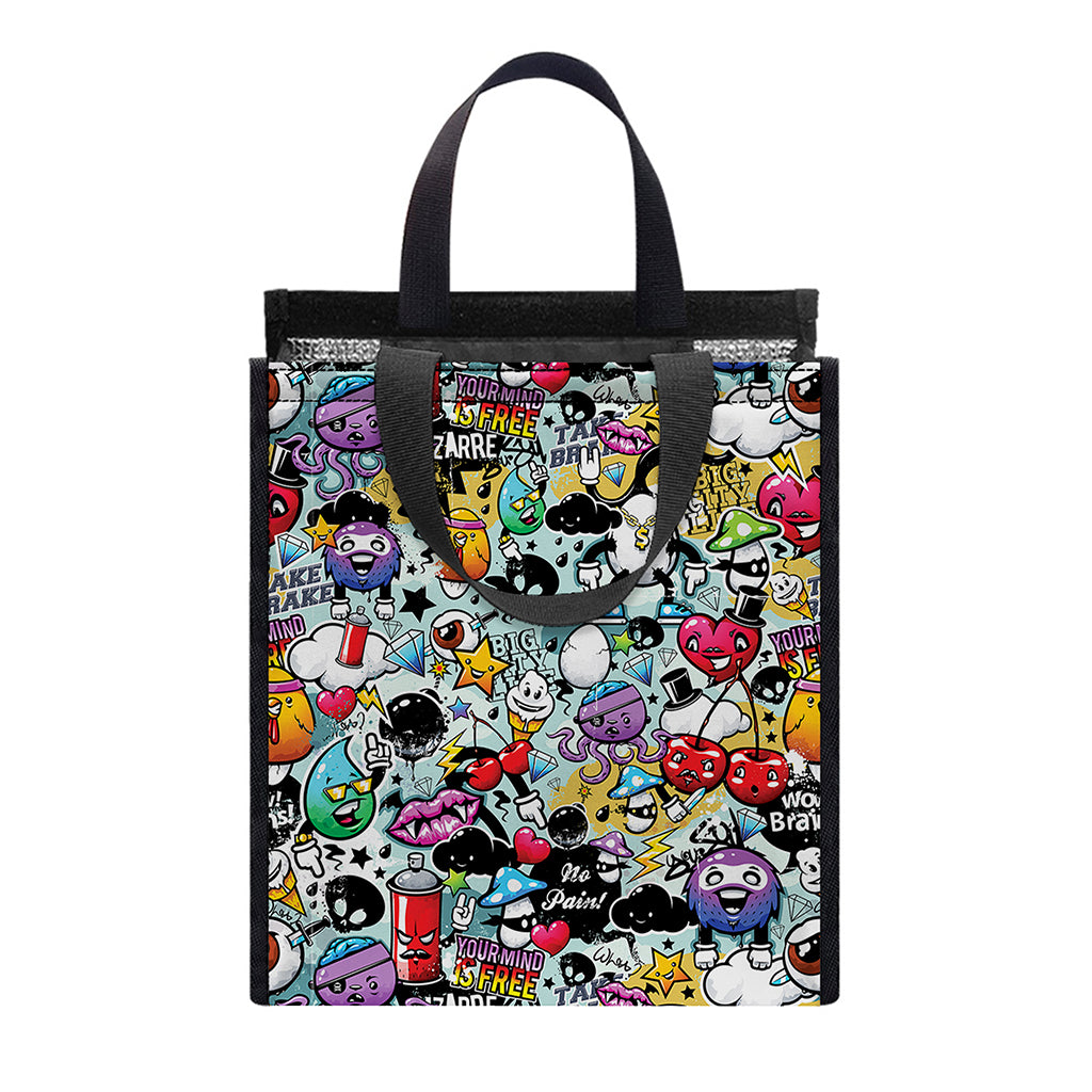 Graffiti Cartoon Characters Print Insulated Lunch Tote