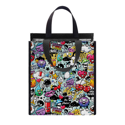 Graffiti Cartoon Characters Print Insulated Lunch Tote