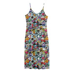 Graffiti Cartoon Characters Print Jersey Midi Cami Dress