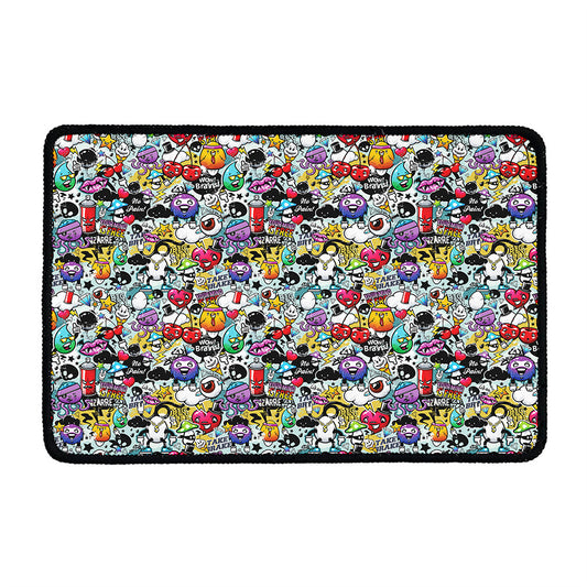 Graffiti Cartoon Characters Print Kitchen Mat