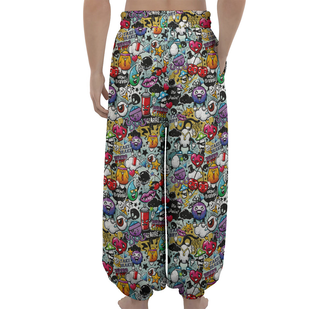 Graffiti Cartoon Characters Print Lantern Pants