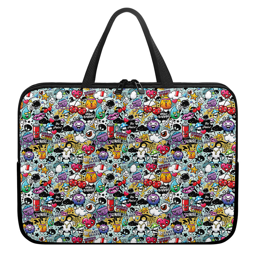 Graffiti Cartoon Characters Print Laptop Sleeve With Handle