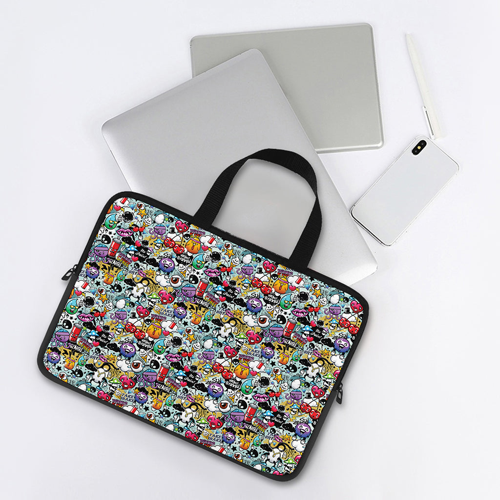 Graffiti Cartoon Characters Print Laptop Sleeve With Handle
