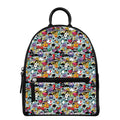 Graffiti Cartoon Characters Print Leather Backpack