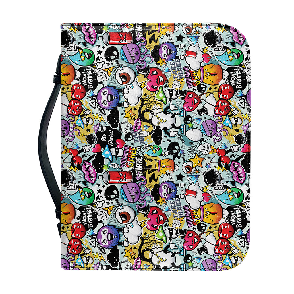 Graffiti Cartoon Characters Print Leather Bible Cover