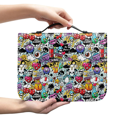 Graffiti Cartoon Characters Print Leather Bible Cover