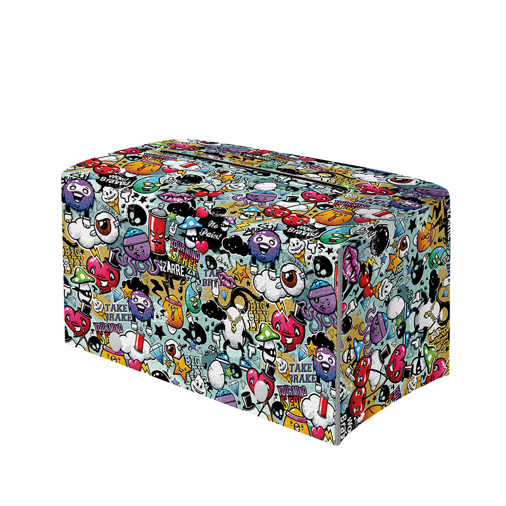 Graffiti Cartoon Characters Print Leather Tissue Box Cover