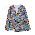 Graffiti Cartoon Characters Print Long Sleeve Short Coat