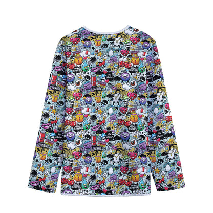 Graffiti Cartoon Characters Print Long Sleeve Short Coat