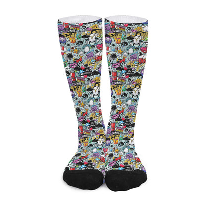 Graffiti Cartoon Characters Print Long Socks