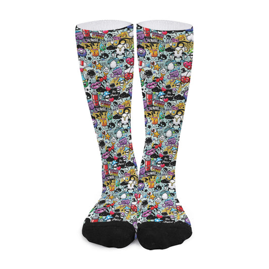Graffiti Cartoon Characters Print Long Socks