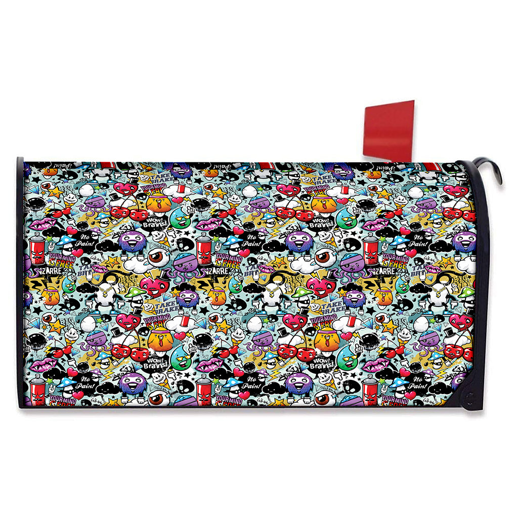 Graffiti Cartoon Characters Print Mailbox Cover