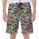Graffiti Cartoon Characters Print Men's Beach Shorts