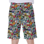 Graffiti Cartoon Characters Print Men's Beach Shorts