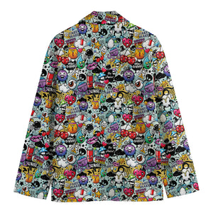 Graffiti Cartoon Characters Print Men's Blazer