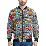 Graffiti Cartoon Characters Print Men's Bomber Jacket