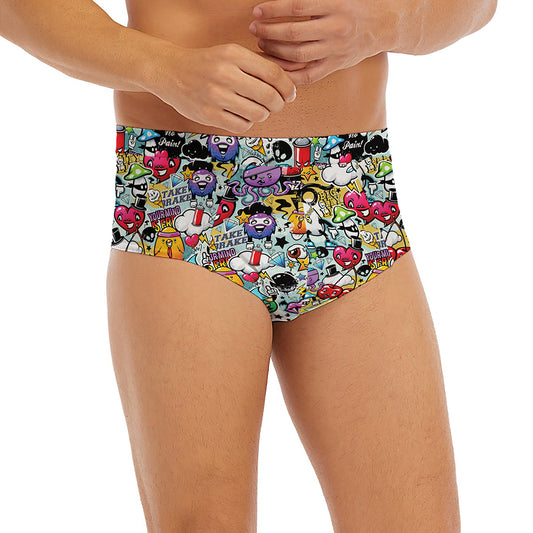 Graffiti Cartoon Characters Print Men's Briefs
