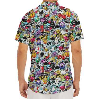 Graffiti Cartoon Characters Print Men's Deep V-Neck Shirt