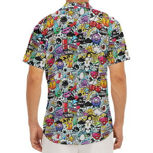 Graffiti Cartoon Characters Print Men's Deep V-Neck Shirt