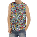 Graffiti Cartoon Characters Print Men's Fitness Tank Top