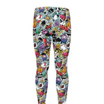 Graffiti Cartoon Characters Print Men's leggings