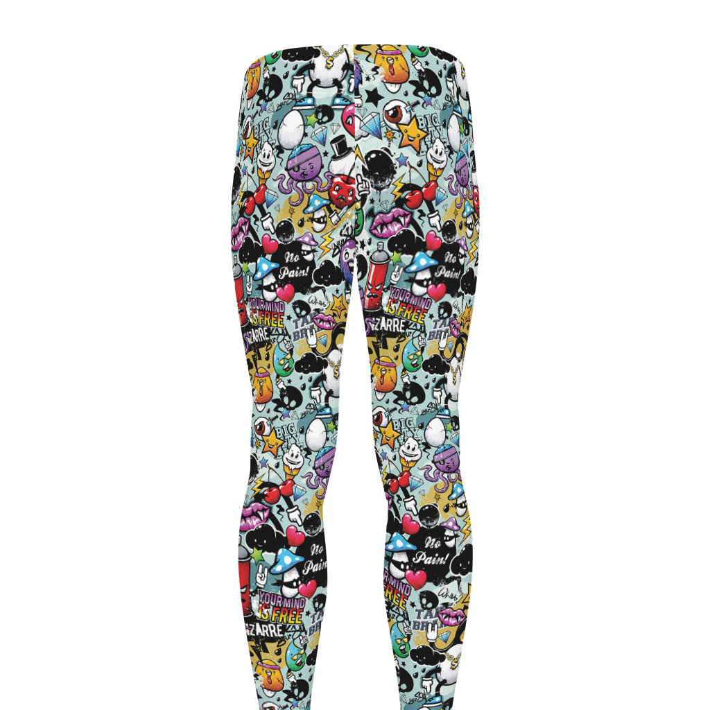 Graffiti Cartoon Characters Print Men's leggings
