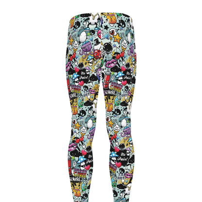 Graffiti Cartoon Characters Print Men's leggings