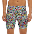 Graffiti Cartoon Characters Print Men's Long Boxer Briefs