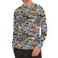 Graffiti Cartoon Characters Print Men's Long Sleeve Rash Guard