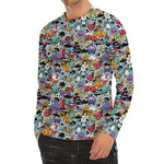 Graffiti Cartoon Characters Print Men's Long Sleeve Rash Guard