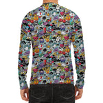 Graffiti Cartoon Characters Print Men's Long Sleeve Rash Guard