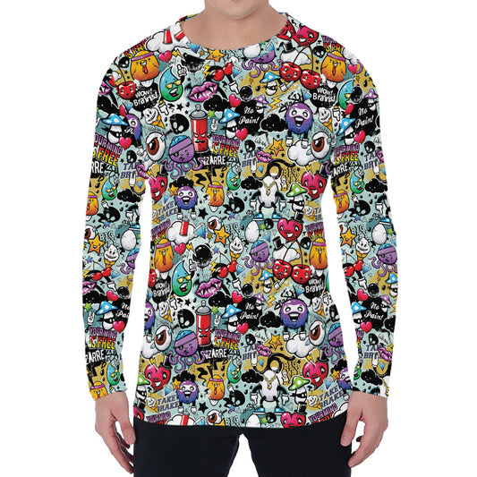Graffiti Cartoon Characters Print Men's Long Sleeve T-Shirt
