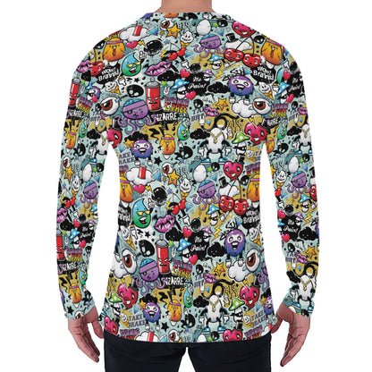 Graffiti Cartoon Characters Print Men's Long Sleeve T-Shirt