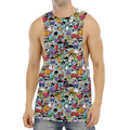 Graffiti Cartoon Characters Print Men's Muscle Tank Top