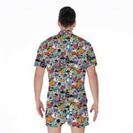Graffiti Cartoon Characters Print Men's Rompers