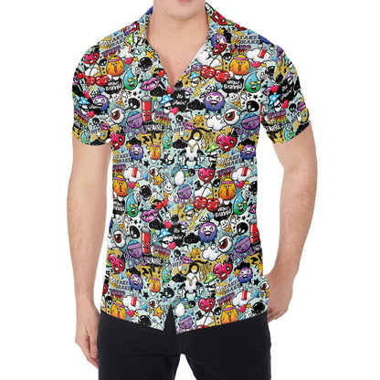 Graffiti Cartoon Characters Print Men's Shirt