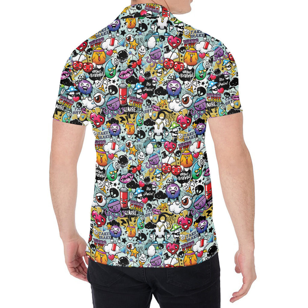 Graffiti Cartoon Characters Print Men's Shirt