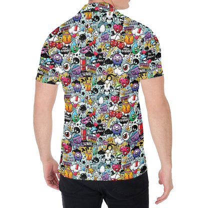 Graffiti Cartoon Characters Print Men's Shirt