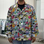 Graffiti Cartoon Characters Print Men's Shirt Jacket