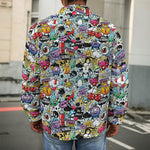 Graffiti Cartoon Characters Print Men's Shirt Jacket