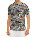 Graffiti Cartoon Characters Print Men's Short Sleeve Rash Guard
