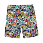 Graffiti Cartoon Characters Print Men's Sports Shorts