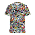 Graffiti Cartoon Characters Print Men's Athletic T-Shirt