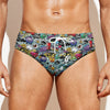 Graffiti Cartoon Characters Print Men's Swim Briefs