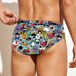 Graffiti Cartoon Characters Print Men's Swim Briefs